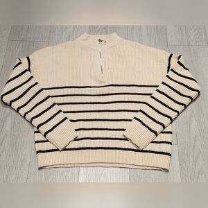 Striped Cream and Black Women's Sweater